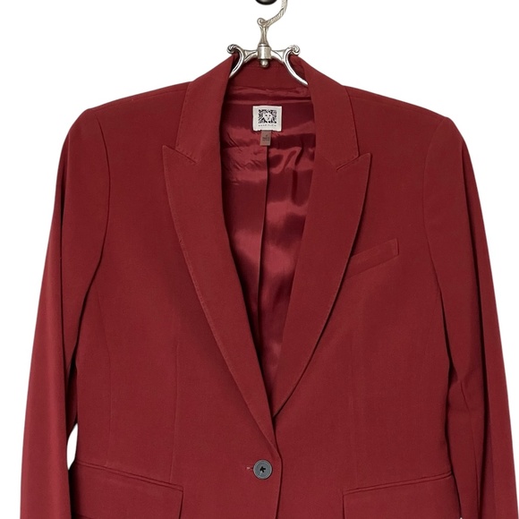 Anne Klein Burgundy/Cooper Single Breasted Blazer Size 4 - Picture 2 of 13